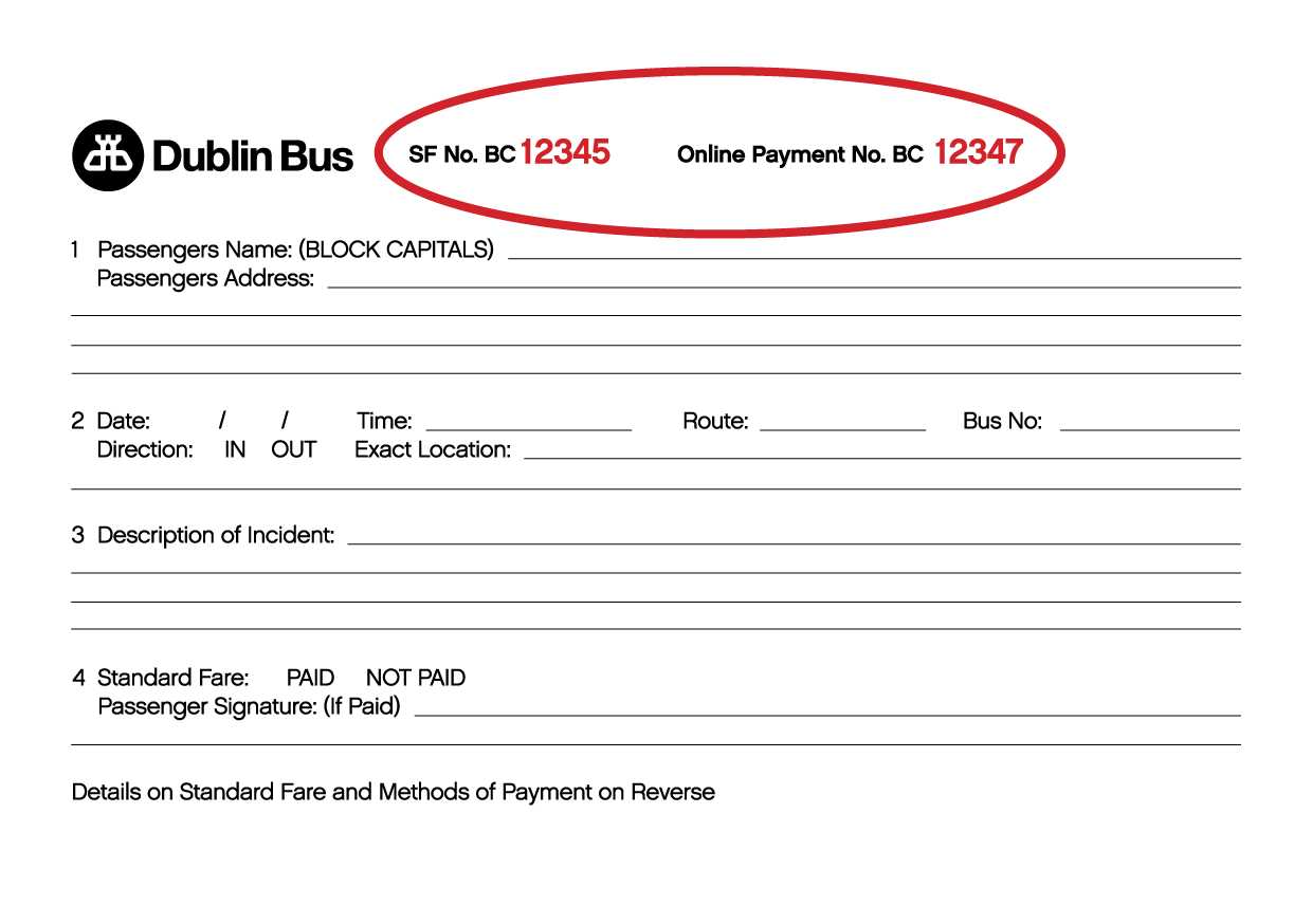Dublin Bus Standard Fare Notice
